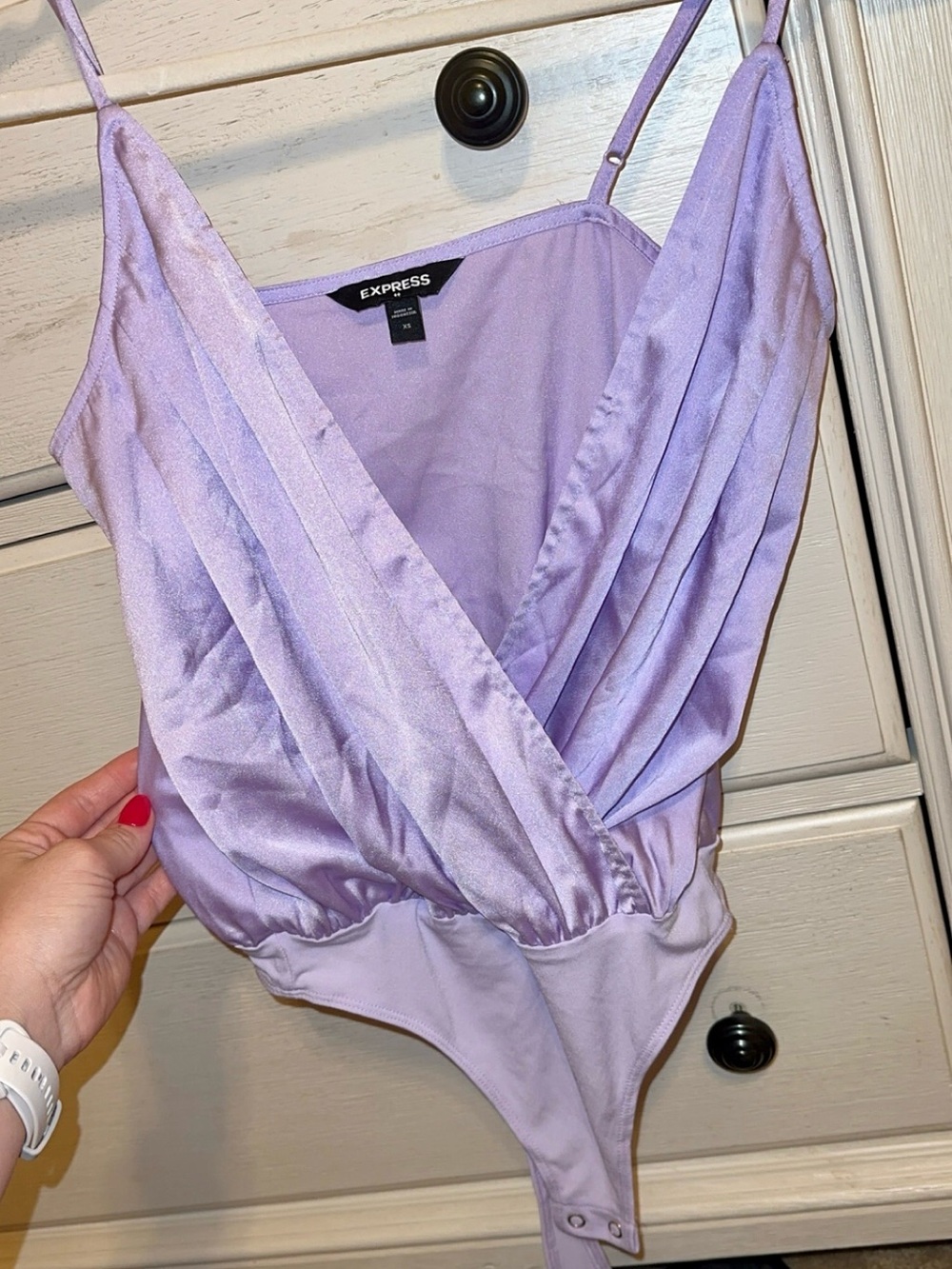 Express Lilac Satin Bodysuit
